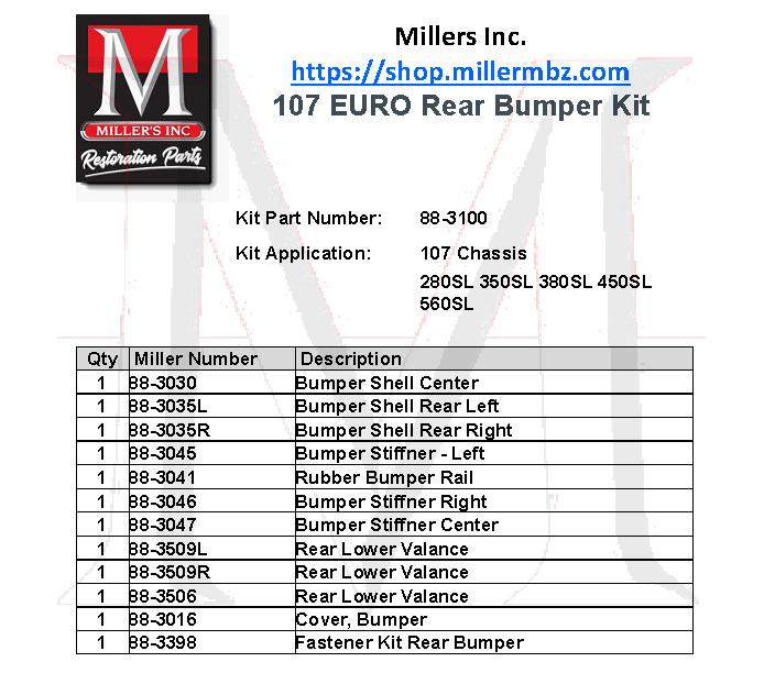 EURO REAR BUMPER KIT 107 CH