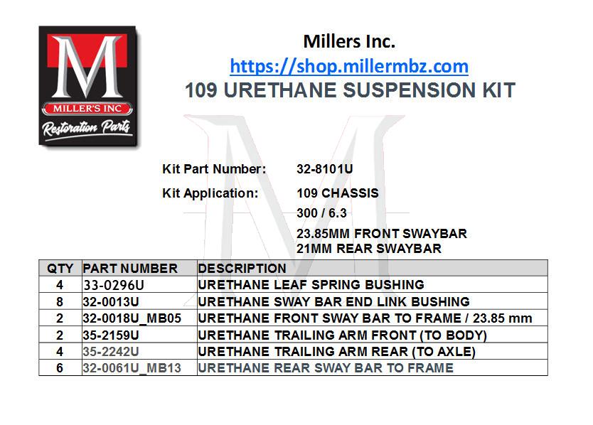 109 URETHANE SUSPENSION KIT