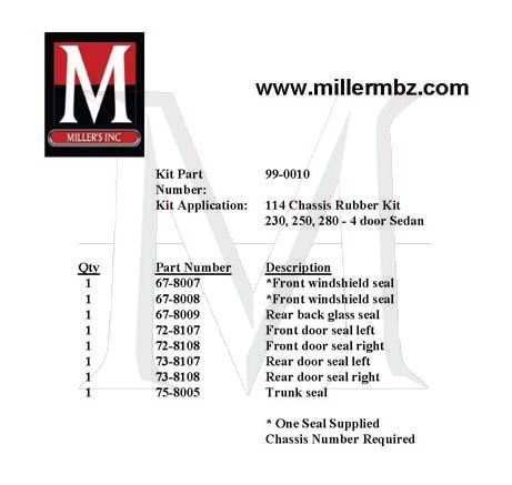 114 CHASSIS RUBBER KIT